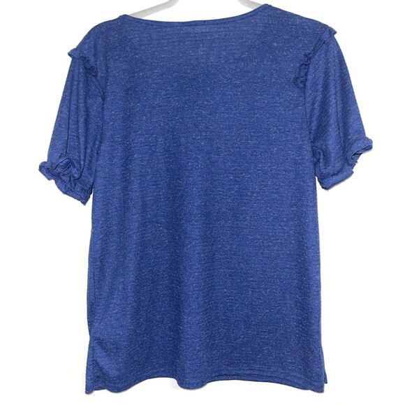 Simply Irresistable Shirt Short Sleeve Blue Ruffle Sleeve Blue Women’s XL - Picture 5 of 7